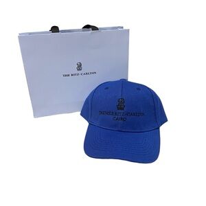 Ritz-Carlton Cairo Blue Embroidered Baseball Hat w/ Shopping Bag NEW